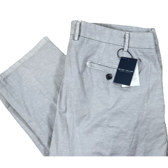 Peter Millar Crown Crafted Men's Pants Size 40 – BRI Gray Stretch Linen Tailored